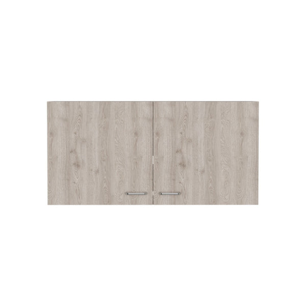 English Elm Wall Cabinet Toran - Sleek Two-Shelf Design In White & Light Gray For Modern Storage Solutions B092123088-GIGA
