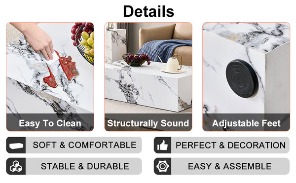 English Elm Modern MDF coffee table with textured grain finish, durable easy-assemble design for stylish living rooms White W1151P194279