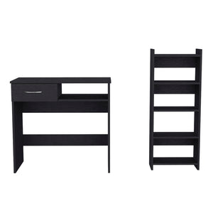 English Elm Home Office Set Caldwell Computer Desk with Keyboard Tray, Black Wenge Finish, Compact Durable Design for Small Spaces and Organized Workstations B092123046