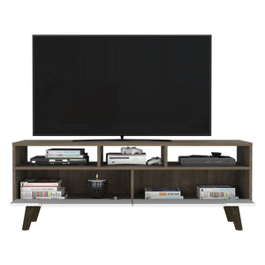 English Elm Tv TV Stand for TVs up to 55" Dext with Double Door Cabinet, Durable Particle Board, 63.8" Top White B092122945