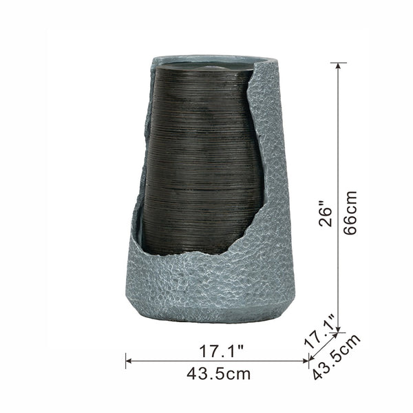 English Elm 17x17x26" Polyresin Broken Urn Garden Fountain with Integrated Light for Patio or Porch W2078124789