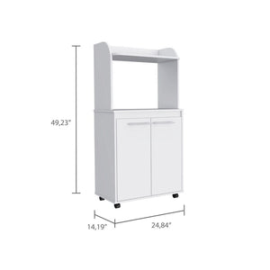 English Elm Kitchen Cart Totti with Microwave Shelf, Rolling Double-Door Storage Cabinet and Spacious Countertop White B092122827
