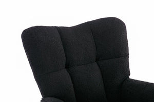 English Elm 050-teddy Fabric Glider Rocking Chair Plush Nursery Accent Seat with Wooden Base W527P176791