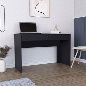 English Elm Computer Desk Aberdeen - Modern Black Wengue Finish With 2 Sleek Drawers For Stylish Storage Solutions B092123101