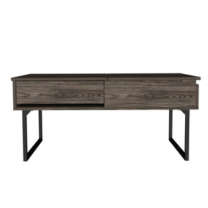 English Elm Lift Top Coffee Table Mercuri with Hidden Storage and Locking Casters, Durable Particleboard Design Brown B092123095
