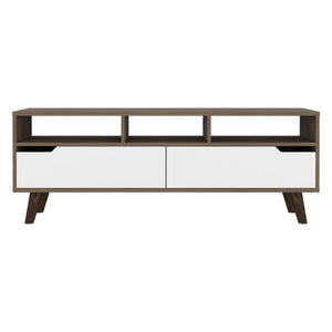 English Elm Tv TV Stand for TVs up to 55" Dext with Double Door Cabinet, Durable Particle Board, 63.8" Top White B092122945