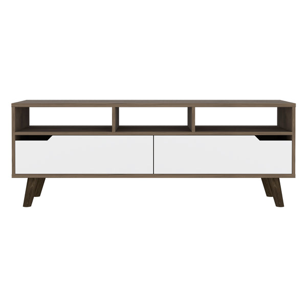 English Elm Tv TV Stand for TVs up to 55" Dext with Double Door Cabinet, Durable Particle Board, 63.8" Top White B092122945