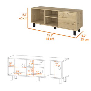 English Elm Tv TV Stand for TVs up to 55" Dext with Double Door Cabinet, Durable Particle Board, 63.8" Top Beige B092122931