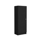 Single Door Black Wengue Pantry Cabinet, 4 Shelves, Easy Assembly | 12.30 x 16.90 x 47.40