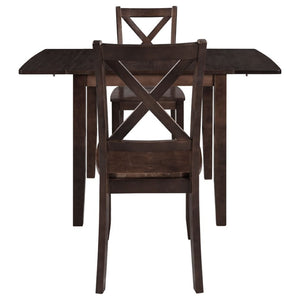 English Elm Topmax Drop Leaf Wood Breakfast Nook Table Set with X Back Chairs for Two Espresso N717S000164P