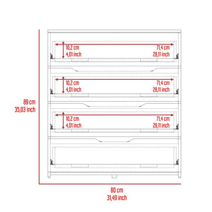 English Elm Dresser Oboe with Superior Top and Four Spacious Drawers, Durable Particle Board, Modern Finish White + Light Oak B092123030