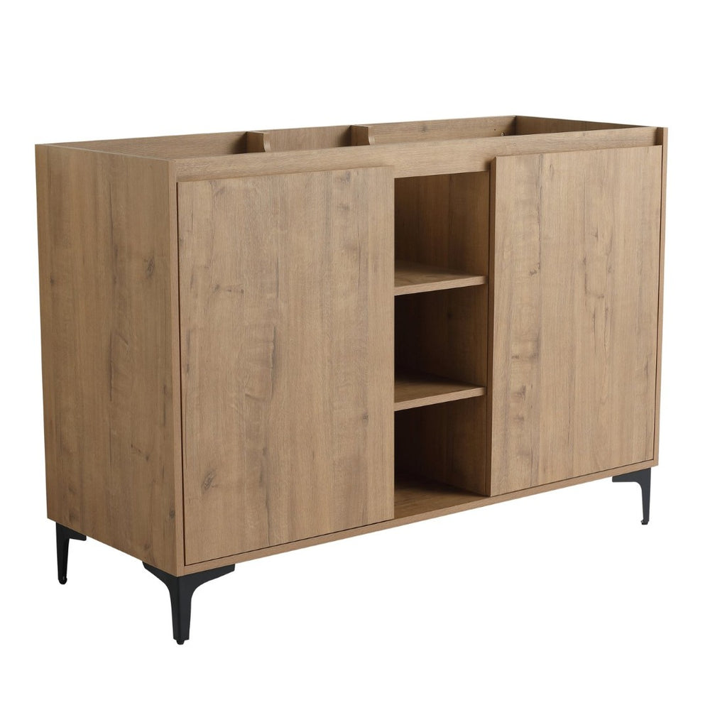 English Elm Soft Close Doors & Open Storage Rack, 48-Inch Freestanding Bathroom Vanity With Plywood Finish W999125009-GIGA