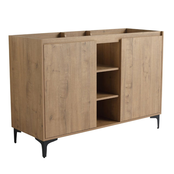 English Elm Soft Close Doors & Open Storage Rack, 48-Inch Freestanding Bathroom Vanity With Plywood Finish W999125009-GIGA