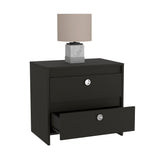 English Elm Nightstand Dreams, Two Drawers, Black Wengue Finish