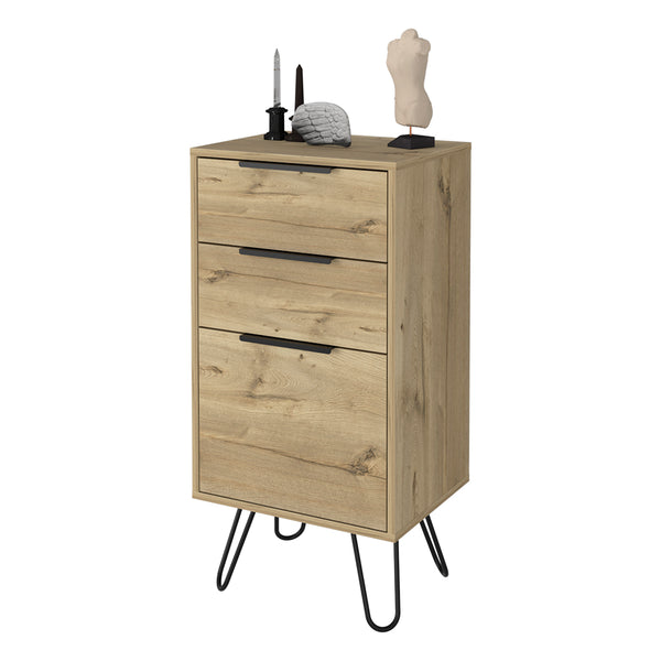 English Elm Light Dresser Skyoner with Hairpin Legs, Superior Top & 3 Drawers in Light Oak — Durable Modern Storage B092123074