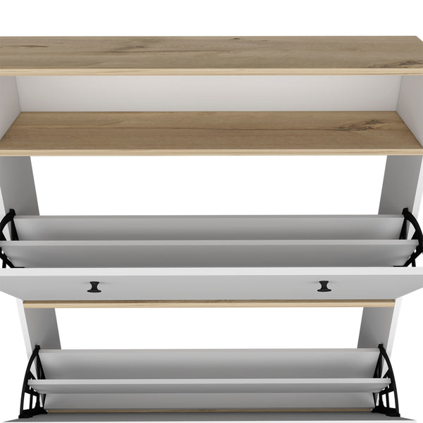 English Elm Shoe Rack Dublin with Expandable Cabinets and Open Shelf, Durable Particle Board, Easy Assembly Light Oak B092122918