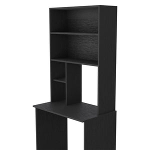 English Elm Computer Desk Monroe: Stylish Black Wenge Finish, Compact Design With Four Shelves & Footrest B092123014