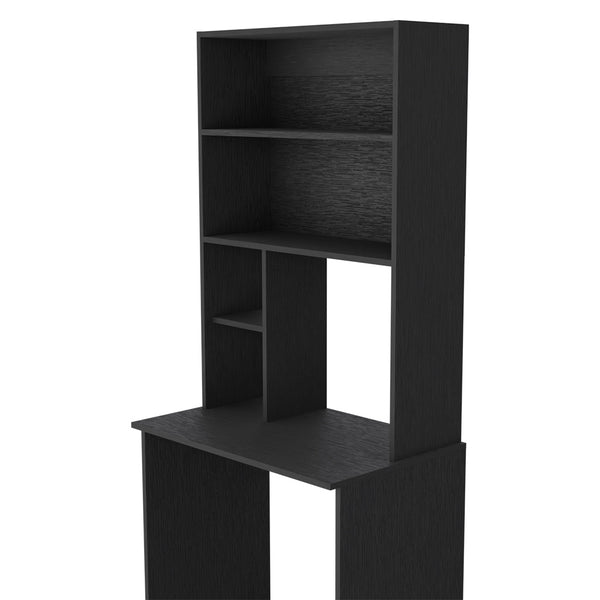 English Elm Computer Desk Monroe: Stylish Black Wenge Finish, Compact Design With Four Shelves & Footrest B092123014