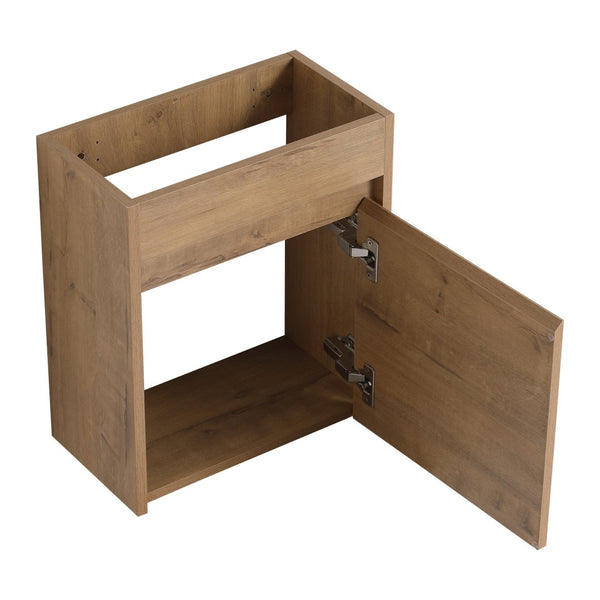 English Elm Soft Close Wall Mounted Bathroom Vanity with Ceramic Vessel Sink and Storage Rack W999S00488
