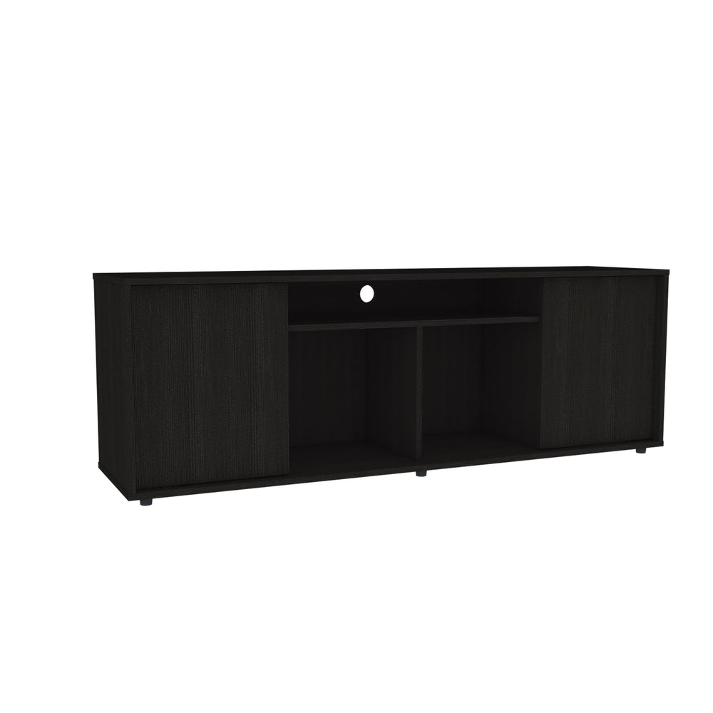 English Elm Tv Stand Tucson for TVs up to 65" - Black Wengue Modern Media Console with 4 Shelves & Doors B092123332