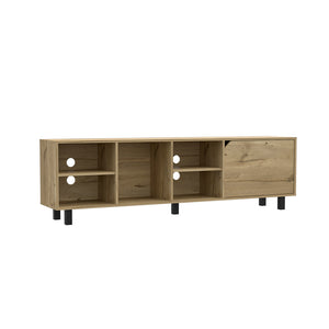 English Elm TV Estocolmo TV Stand for TVs up to 70" with Four Open Shelves, Sturdy Five Legs, Cable Holes, Durable Finish Light Oak B092122926