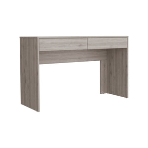 English Elm Computer Desk Aberdeen, Two Drawers, Light Gray Finish