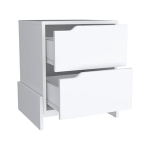 English Elm Nightstand Brookland - Stylish White Bedside Table With 2 Drawers, Sturdy Base, And Ample Storage B092123138