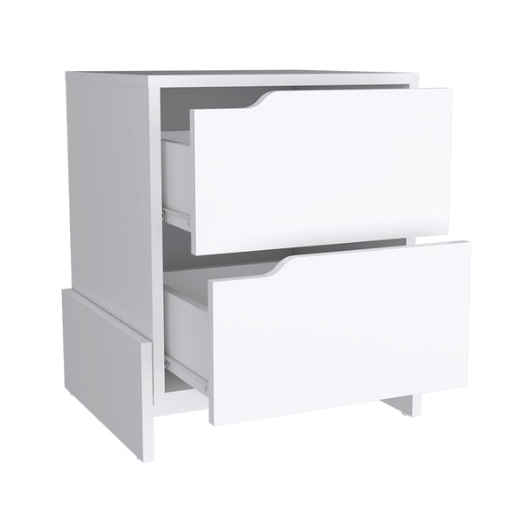 English Elm Nightstand Brookland - Stylish White Bedside Table With 2 Drawers, Sturdy Base, And Ample Storage B092123138