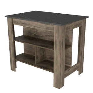 English Elm Kitchen Island Dozza – Stylish Dark Brown/Onyx Finish With 3 Shelves For Organized Meal Prep & Storage B092122909