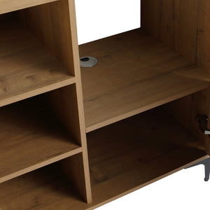 English Elm Soft Close Doors & Open Storage Rack, 48-Inch Freestanding Bathroom Vanity With Plywood Finish W999125009-GIGA