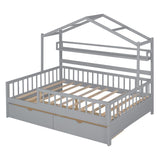 Hearth and Haven Wooden Full Size House Bed with 2 Drawers, Kids Bed with Storage Shelf WF308873AAE WF308873AAE