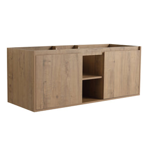 English Elm 48" Wall-Mounted Bathroom Vanity With Soft-Close Doors, Open Shelving & Ample Storage Space W999125010