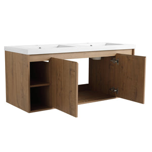 English Elm 48" Wall-Mounted Bathroom Vanity With Double Sinks, Soft-Close Doors, Eco-Friendly Design & Storage W999S00106