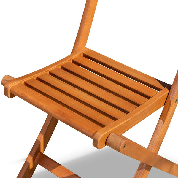 English Elm 3-Piece Eucalyptus Bistro Set Square Folding Patio Table and Chairs Compact Stylish FSC Certified Natural B046125052