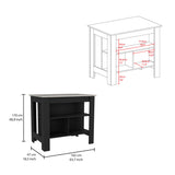 English Elm Kitchen Island Dozza, Three Shelves, Black / Ibiza Marble Color Finish