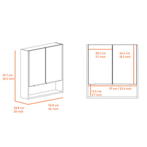English Elm Medicine Cabinet With Mirror - Elegant Light Gray Finish, 3 Adjustable Shelves & Space-Saving Design B092122971
