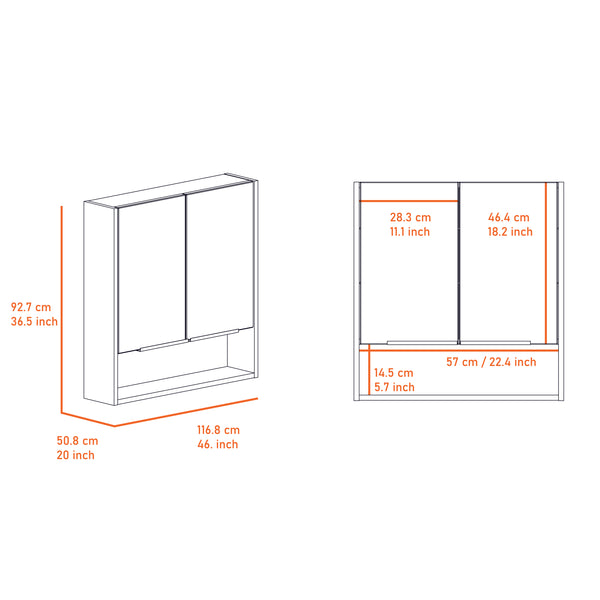English Elm Medicine Cabinet With Mirror - Elegant Light Gray Finish, 3 Adjustable Shelves & Space-Saving Design B092122971