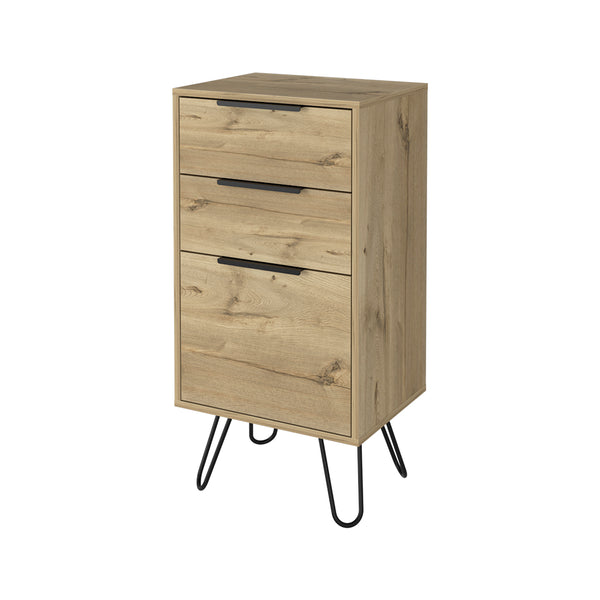 English Elm Light Dresser Skyoner with Hairpin Legs, Superior Top & 3 Drawers in Light Oak — Durable Modern Storage B092123074