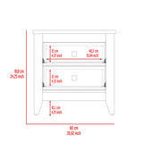 English Elm Nightstand More, Two Shelves, Four Legs, White Finish