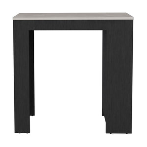 English Elm Kitchen Island Doyle, Three Side Shelves, Black / Ibiza Marble Color Finish