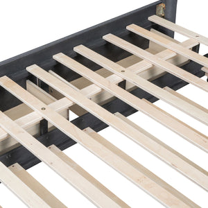 English Elm Full Upholstered Platform Bed with Two Drawers and Twin Trundle, Classic Padded Headboard, Storage-Friendly Design for Small Bedrooms and Guests Gray SF000014AAE