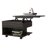 English Elm Lift Top Coffee Table Mercuri, Casters, Carbon Espresso Finish