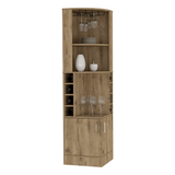 English Elm Bar Cabinet Papprika, 8 Wine Cubbies, Double Door, Dark Brown Finish