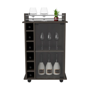 English Elm Bar Cart Baltimore - Stylish Carbon Espresso Finish With 6 Wine Cubbies For Chic Entertaining B092122863