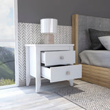 English Elm Nightstand More, Two Shelves, Four Legs, White Finish