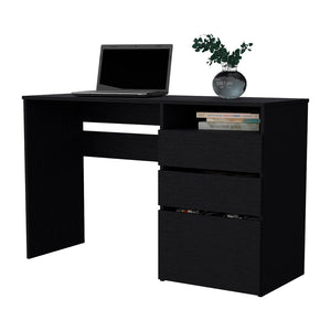 English Elm Computer Desk San Diego - Modern Black Wenge Finish With Smart Storage For Home Or Office Use B092123068