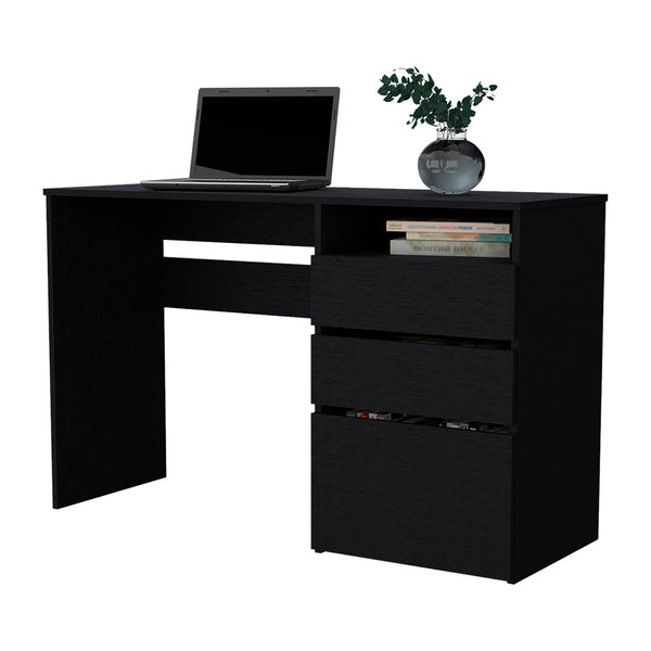 English Elm Computer Desk San Diego - Modern Black Wenge Finish With Smart Storage For Home Or Office Use B092123068