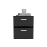 English Elm Nightstand Chequered, Two Drawers, Black Wengue Finish