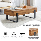 English Elm Rustic Mdf Coffee Table With Metal Legs - Natural Wood Tone Elegance For Your Space