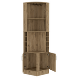 English Elm Bar Cabinet Papprika, 8 Wine Cubbies, Double Door, Dark Brown Finish